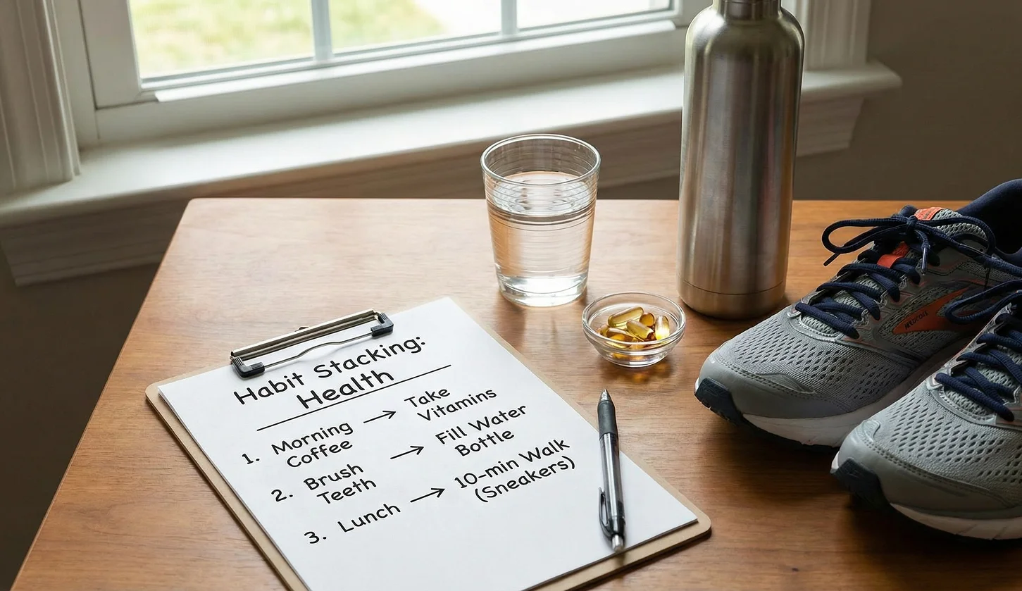 Illustration of stacked habits list